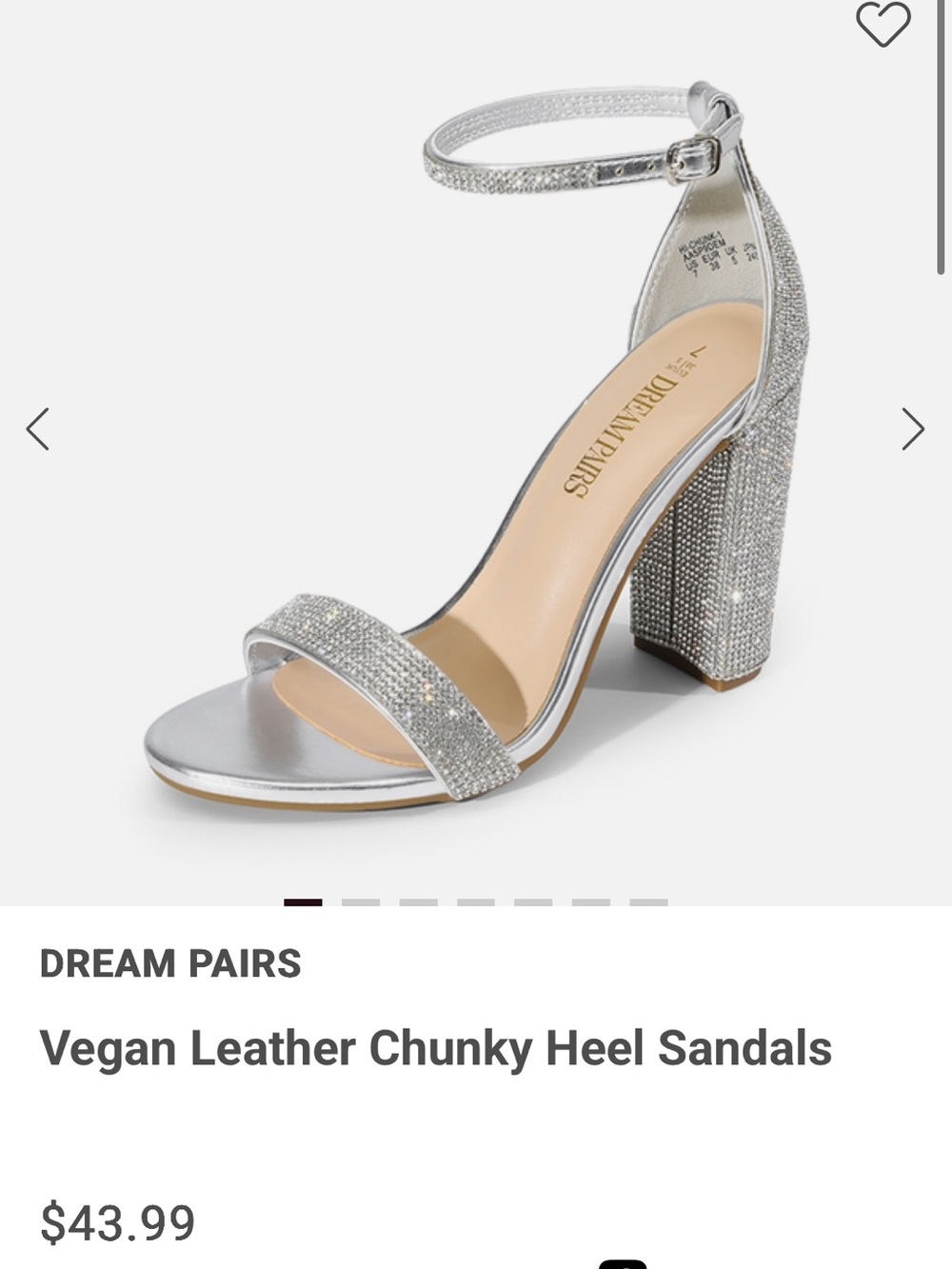 Silver Block Heel Sandals with Ankle Strap